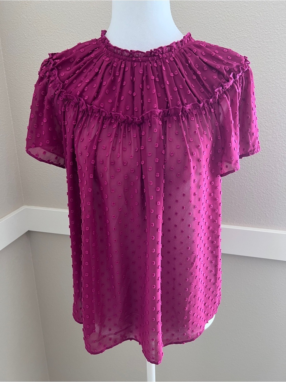 J.Crew Gathered Bib Top in Drapey Swiss Dot - Size XS